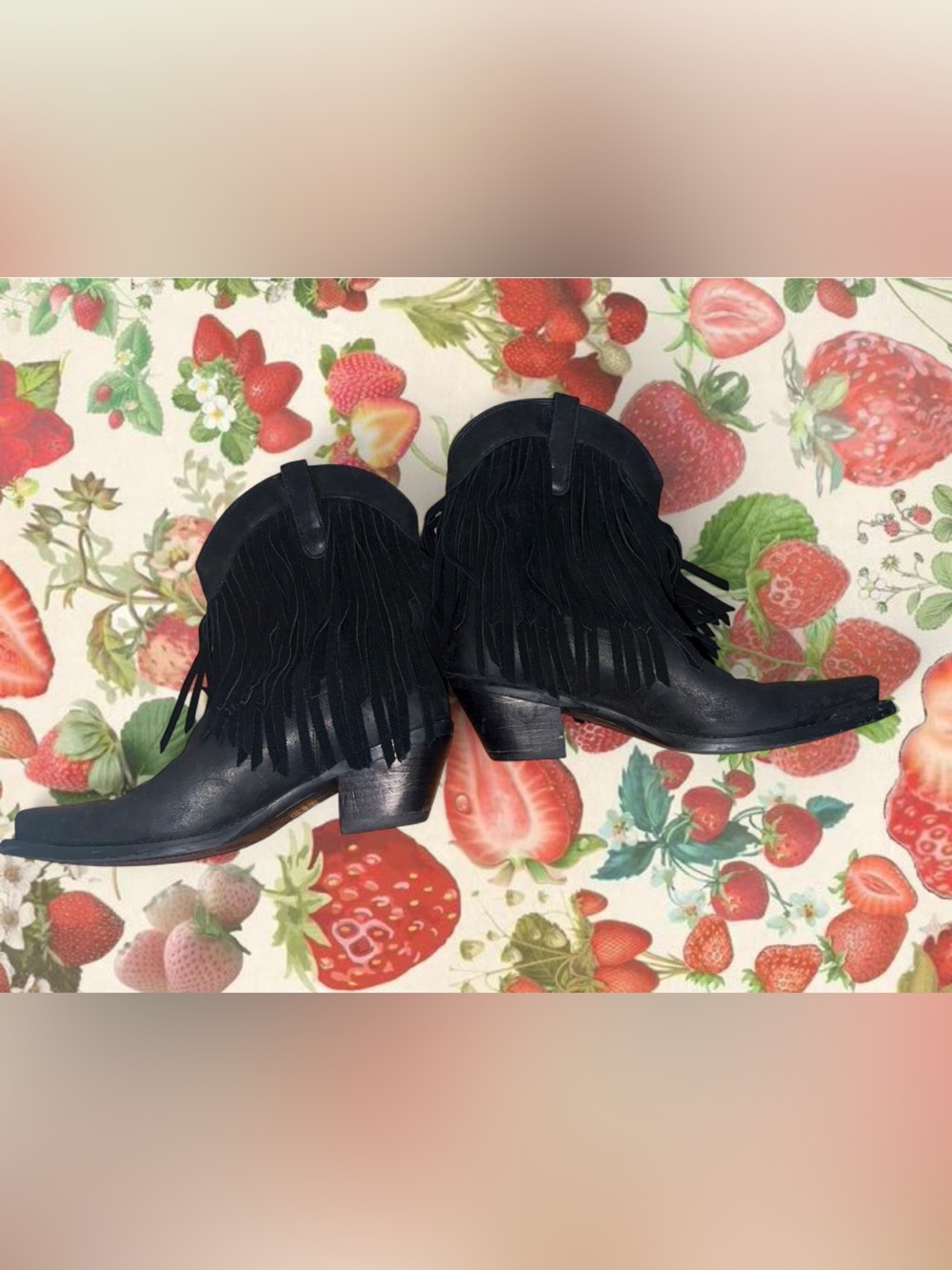 Ariat Gold Rush Black Fringe Western Ankle Boots